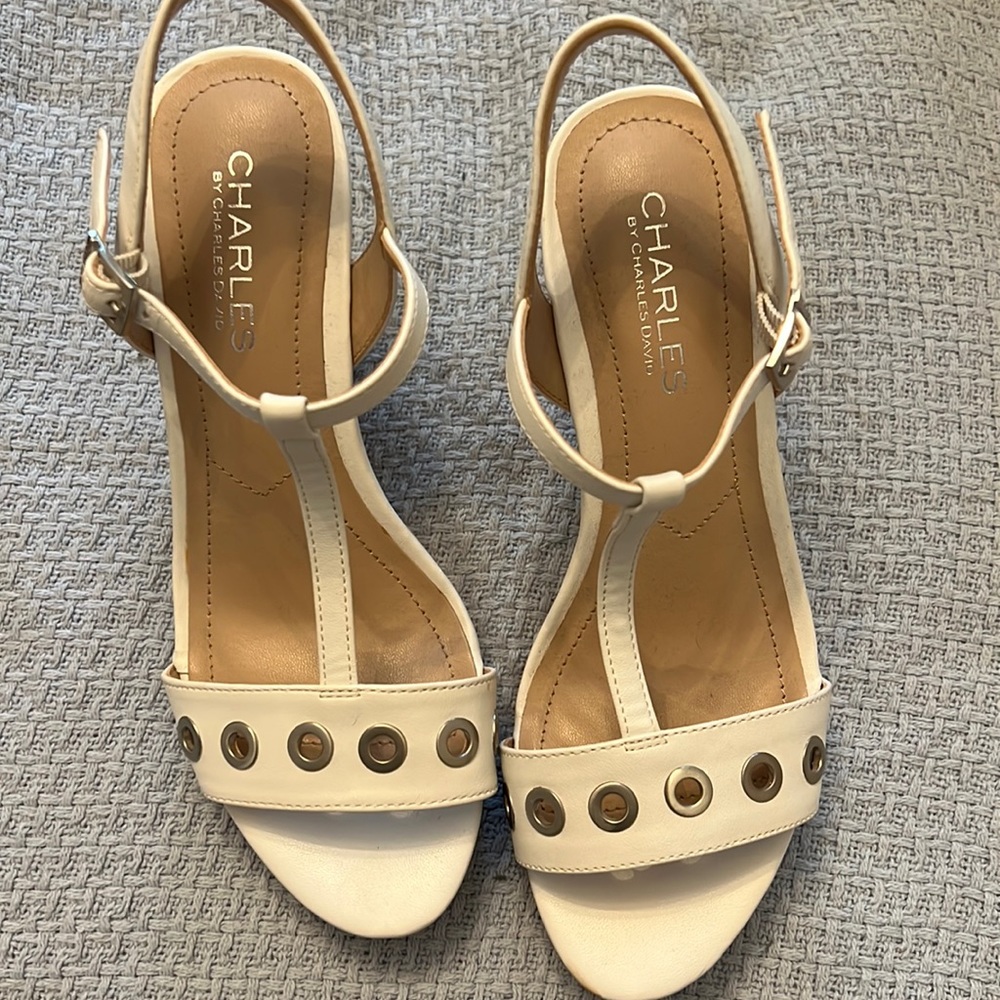 White Wedge Sandals 6.5